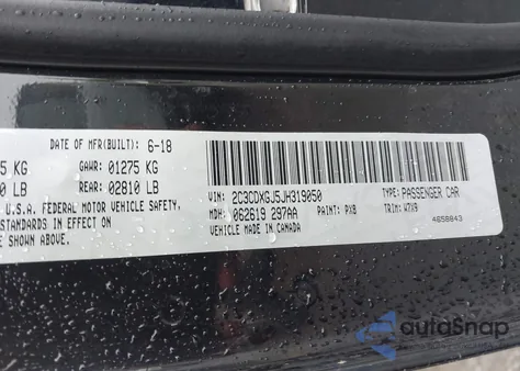 2018 Dodge Charger R/T Scat Pack Rwd z USA, uszkodzony, nr VIN 2C3CDXGJ5JH319050